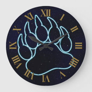 RELÓGIO GRANDE PATA DE URSO GAY AZUL NEON EM AZUL MEIA-NOITE ESTR