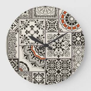 Relógio Grande Patchwork de Azulejos Majolica Árabe do Islã