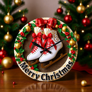 Relógio Grande Patinação no Gelo Feliz Natal