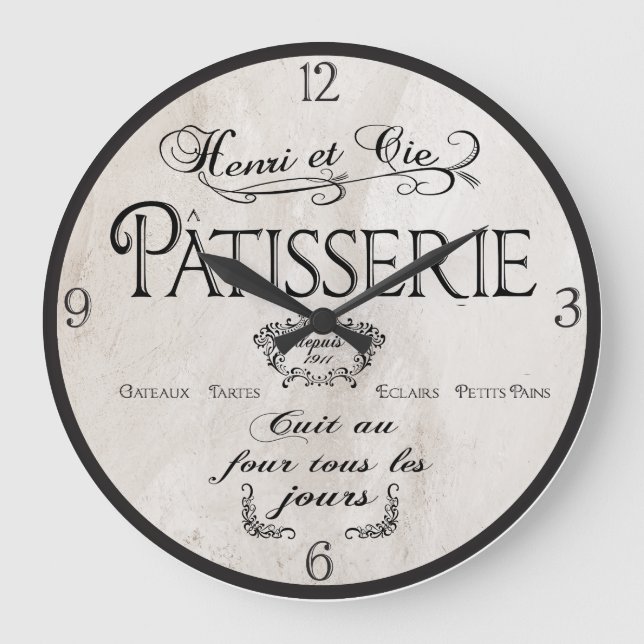 Relógio Grande Patisserie French Clock, Antique White French Deco (Frente)
