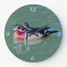 Pato de madeira masculina no lago