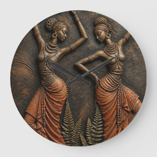 Relógio Grande Patrimônio Tribal Africano Escultura em Arte