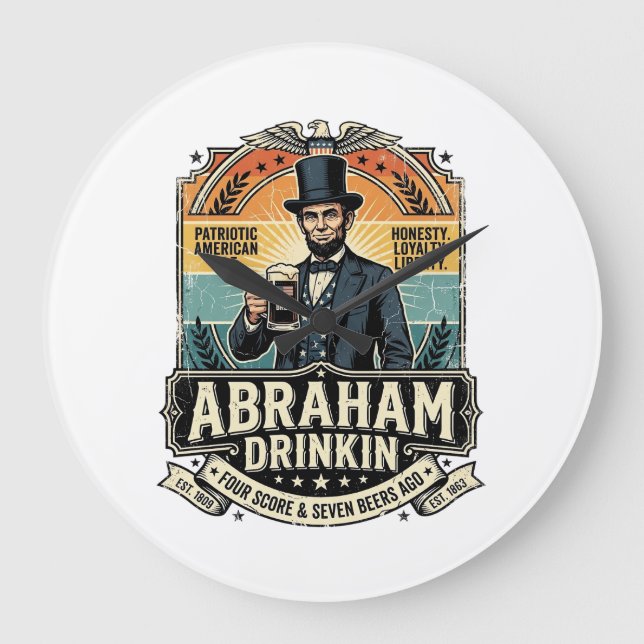 Relógio Grande Pátrio Abraham Bebendo Retrô Desgastado (Frente)