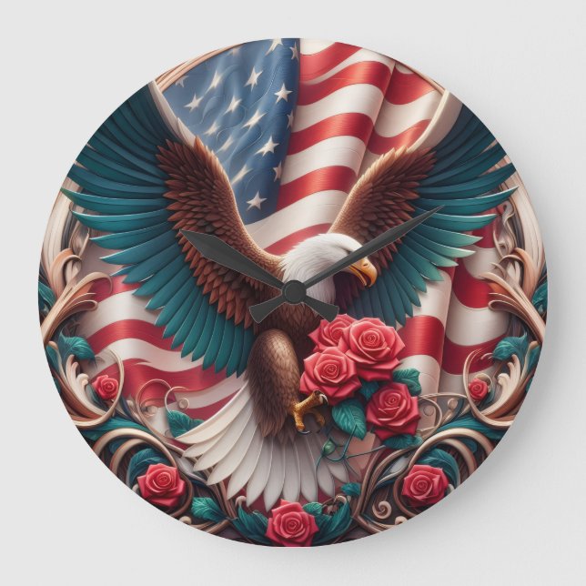 Relógio Grande Patriotic American Eagle Clock (Frente)