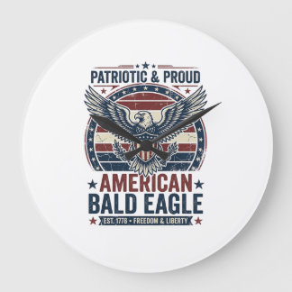 Relógio Grande Patriotic Vintage Bald Eagle Distressed T-Shirt (3