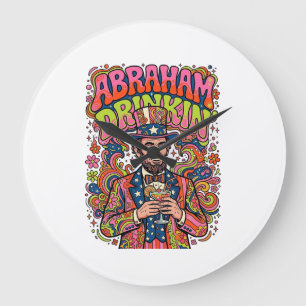 Relógio Grande Patriótico Abraham Bebendo Retro