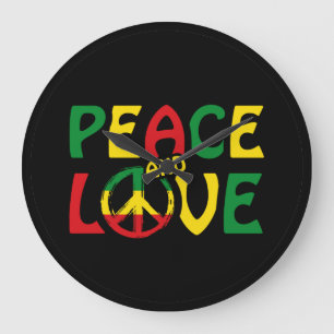 Relógio Grande PEACE and LOVE, estilo reggag