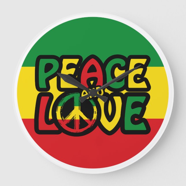 Relógio Grande PEACE and LOVE, reggae style (Frente)