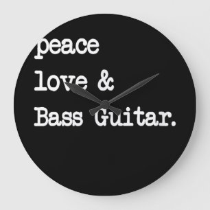 Relógio Grande Peace Love & Bass Guitar Musico Guitaris