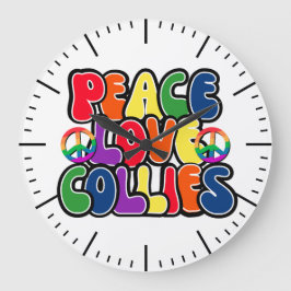 Relógio Grande Peace Love Collies Clock