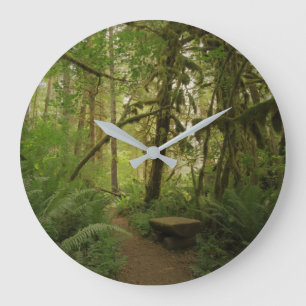 Relógio Grande Peaceful Green Forest Trail Washington
