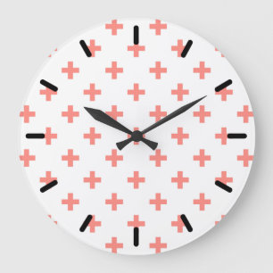 Relógio Grande Peach polka crosses on white