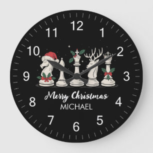 Relógio Grande Peças de Xadrez Personalizadas Natal Modernas e Te