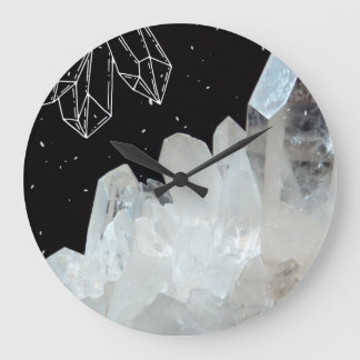 Relógio Grande Pedra Natural de Geode Cristal Quartz Branco