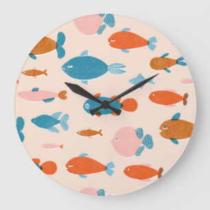 Relógio Grande Peixe Retroativo: Padrão de Estilo do Risógrafo
