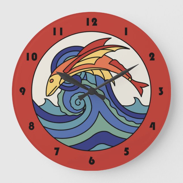 Relógio Grande Peixe Voador Azulejo da Ilha da Catalunha (Frente)