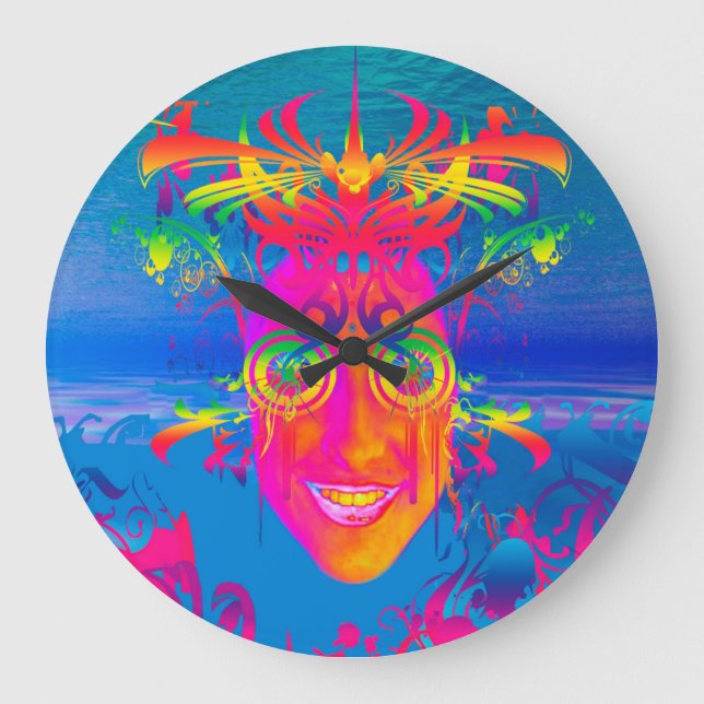 Relógio Grande Peixes Psicodélicos (Frente)