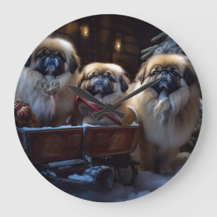 Relógio Grande Pekingese Christmas Fesason Season