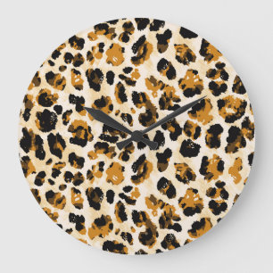 Relógio Grande Pele-leopardo de aquarela, gradiente de coloração
