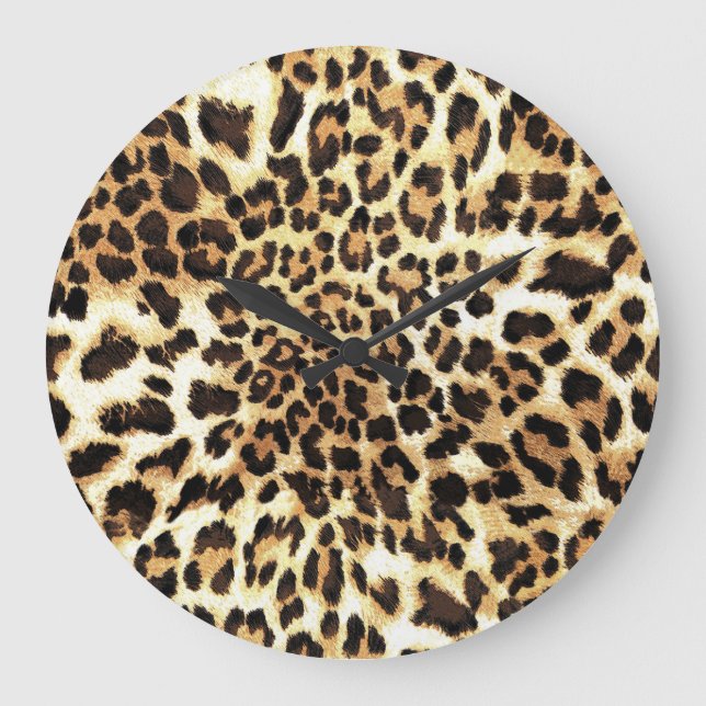 Relógio Grande Pele-leopardo, design de padrão uniforme. (Frente)