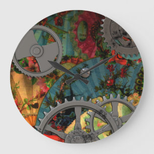 Relógio Grande Peltre Funky Steampunk do Victorian