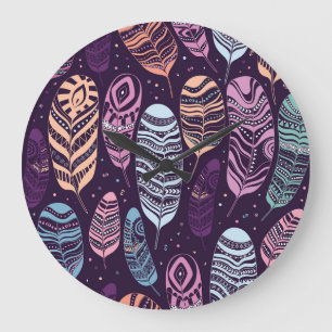 Relógio Grande Penas étnicas: padrão preto e branco