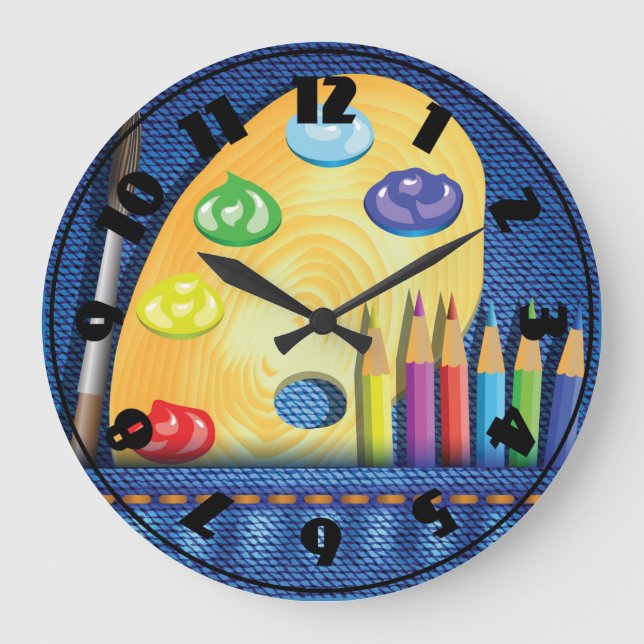 Relógio Grande Pencils And Paintbrush Clock (Frente)