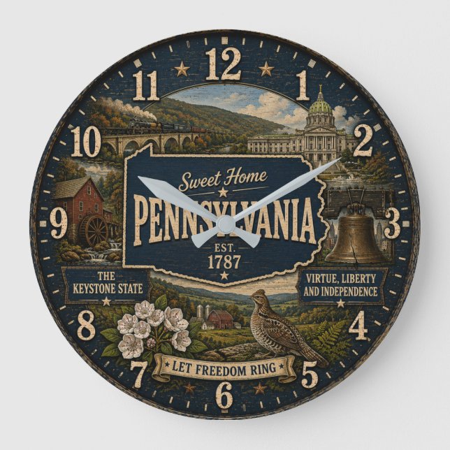 Relógio Grande Pennsylvania Keystone State Historic Landmark  (Frente)