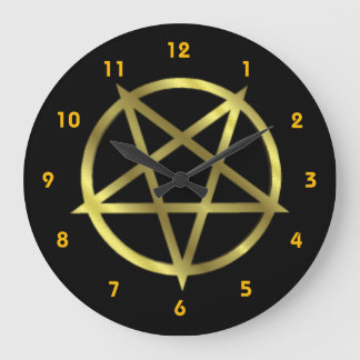 Relógio Grande Pentagram Dourado invertido