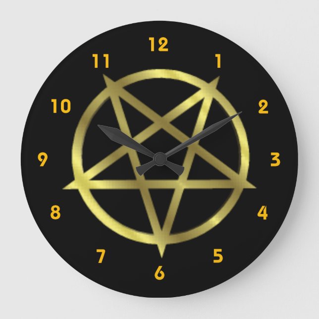 Relógio Grande Pentagram Dourado invertido (Frente)