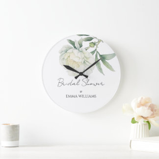 Relógio Grande Peônia em Aquarela Flor | Chá de Noiva