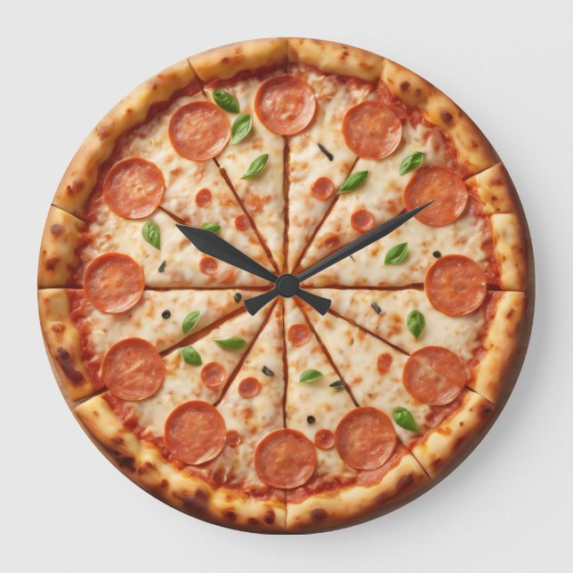 Relógio Grande Pepperoni Pizza Clock - A salsicha contém os númer (Frente)