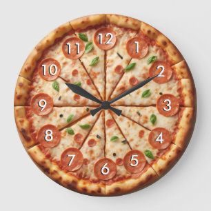 Relógio Grande Pepperoni Pizza Clock - É Sempre Pizza Time!