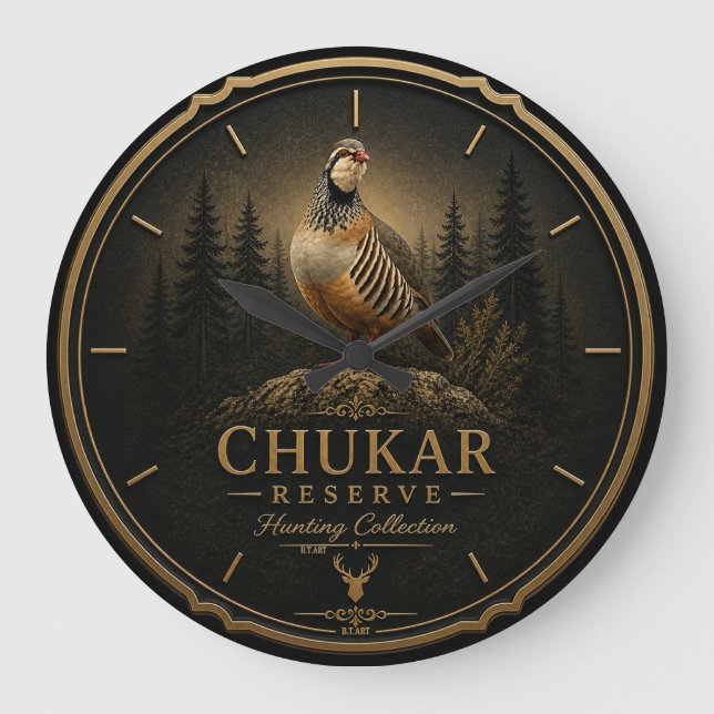 Relógio Grande Perdiz Chukar ,Arte (Frente)