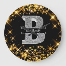 Personalizado B Monograma Inicial de Prata Seu Nom