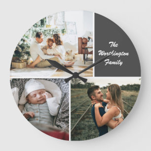 Relógio Grande Personalizado para Colagem de Três Fotografias