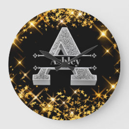 Relógio Grande Personalizado Um Monograma Inicial De Prata Seu No