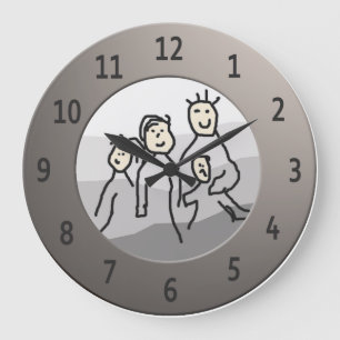 Relógio Grande Personalizar Foto Enquadrada Round Silver