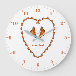 Relógio Grande Personalizar paixão Borboleta em forma de coração