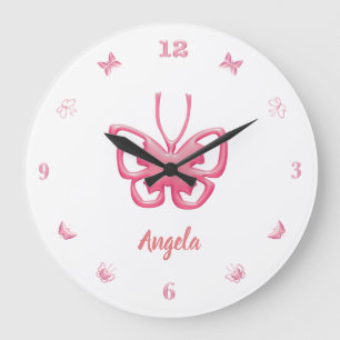 Relógio Grande Personalize as meninas cor-de-rosa conhecidas das