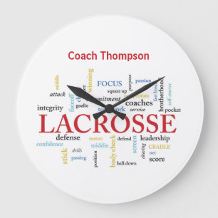 Relógio Grande Personalize Name Lacrosse Coach Thanks Words