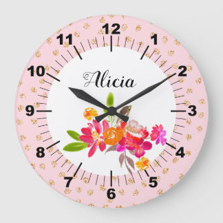Relógio Grande Personalize seu próprio Floral
