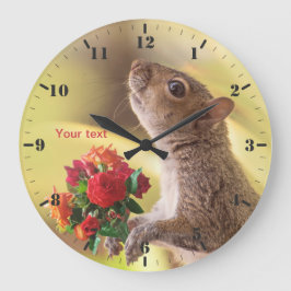 Relógio Grande Personalize Squirrel with roses for You