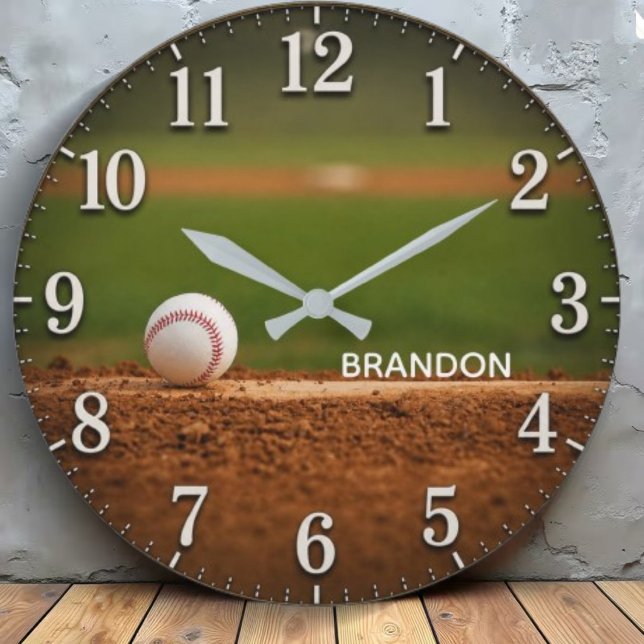 Relógio Grande Personalized Baseball Field Custom Name (Criador carregado)