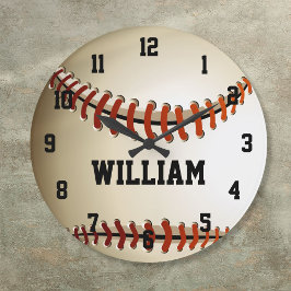 Relógio Grande Personalized Custom Name Baseball Large Clock