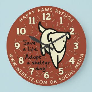 Relógio Grande Personalized Dog Shelter Wall Clock