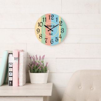 Relógio Grande Personalized Striped Clock
