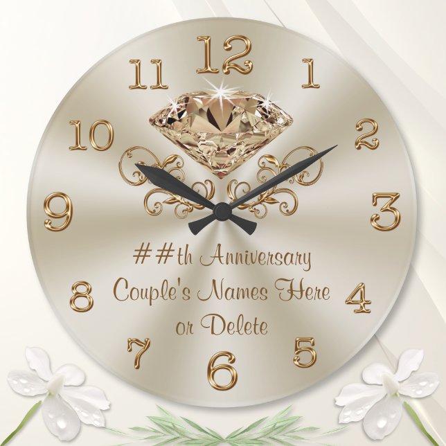 Relógio Grande Personalized Wedding Gift or Anniversary Gifts (Personalized Wedding Clock Gift. Wedding anniversary gift for couple married 60 years, Diamond.)
