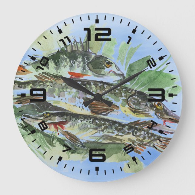 Relógio Grande Pescador Caverna Algodão Acrínico Muro (Frente)
