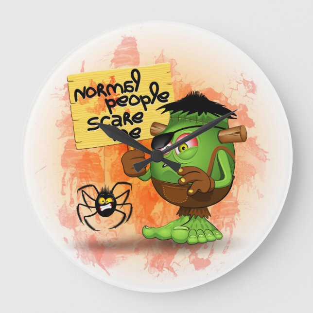 Relógio Grande "Pessoas normais do susto mim" Frankenstein cómico (Frente)